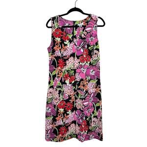 Vintage Lilly Pulitzer Lena Dress Women’s 12 Silk V-Neck Sleeveless Floral Print